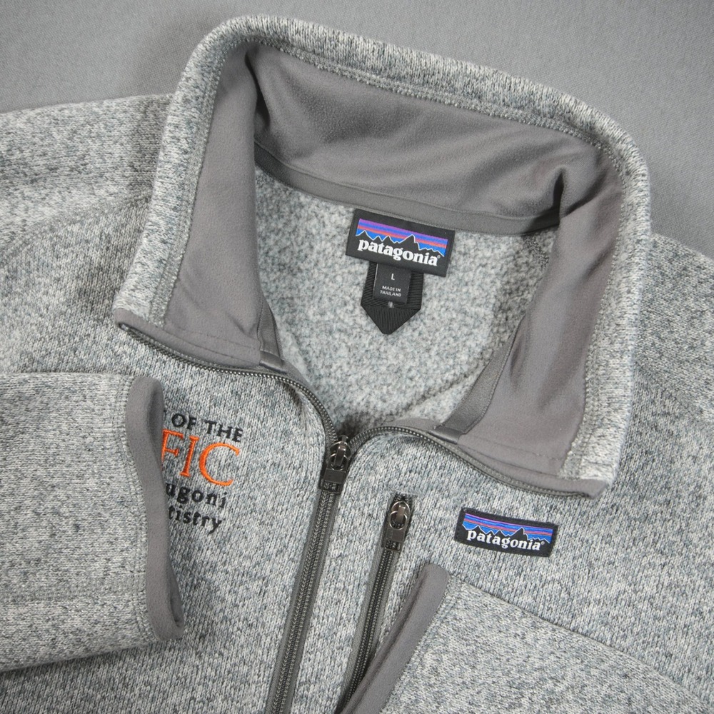 Patagonia Better Sweater 1/4 Zip Pullover Men Jacket Light Gray Fleece (LOGO)